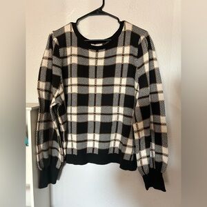 Cato Plaid Black White golden accents Women's Sweater